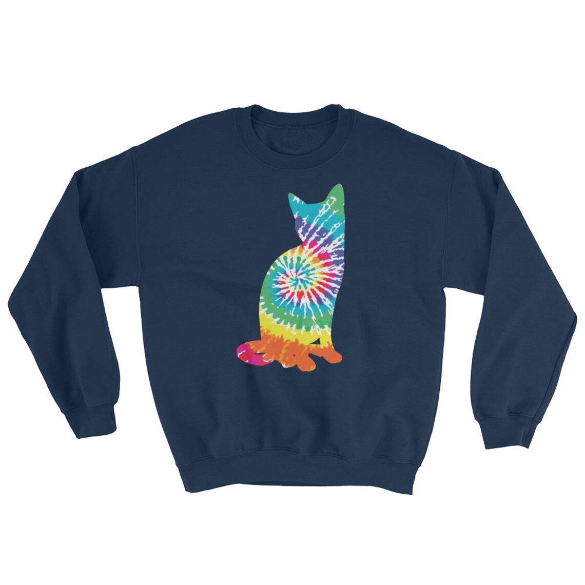 Tie Dye Cat Sweater Tie Dyed Kitty Print Cat Lady Etsy