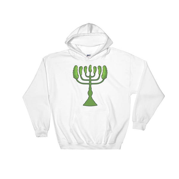 Pickle Menorah Hoodie, Funny Hanukkah Shirt, Jewish Holiday Hooded Sweatshirt