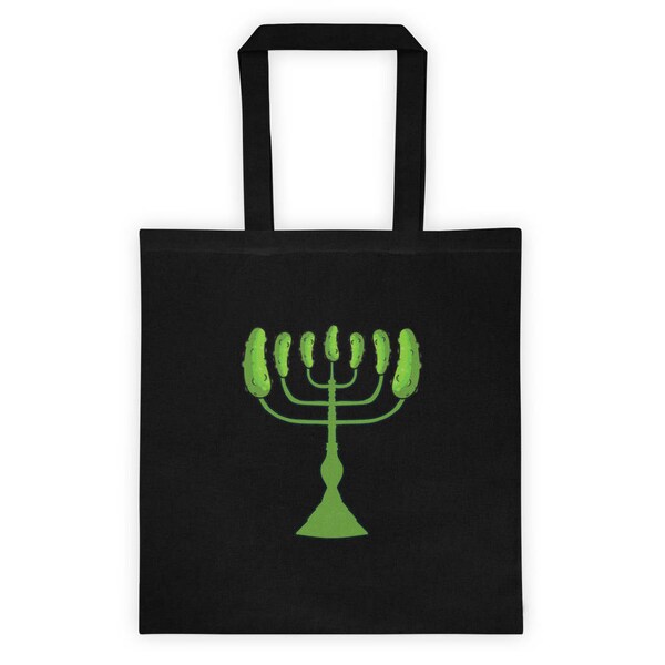 Pickle Menorah Tote bag, Funny Hanukkah Tote bag, Jewish Holiday Tote bag