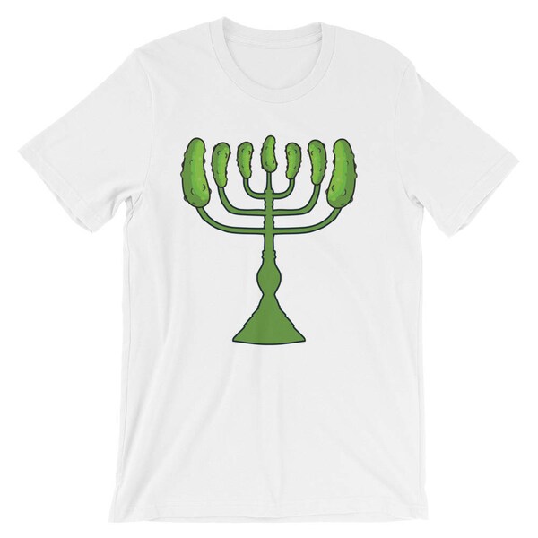 Pickle Menorah Shirt, Funny Hanukkah TShirt, Jewish Holiday Short-Sleeve Unisex T-Shirt
