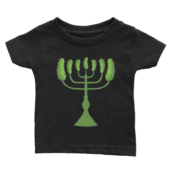 Pickle Menorah Infant Shirt, Funny Hanukkah Baby TShirt, Jewish Holiday Infant Tee