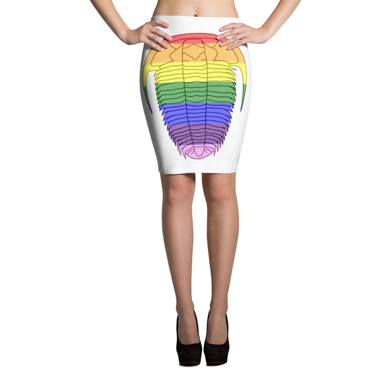 Rainbow Trilobite Pencil Skirt Trilobite Clothing Rockhound Rainbow Fossils Geology Lover Skirt Fossil Skirt Colorful Geology Clothes