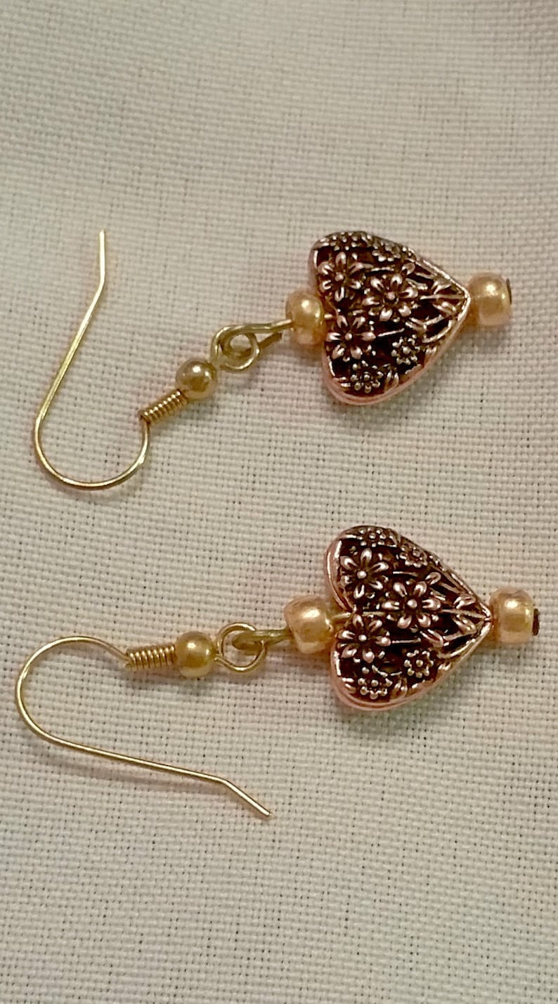 Copper Heart Earrings Etsy
