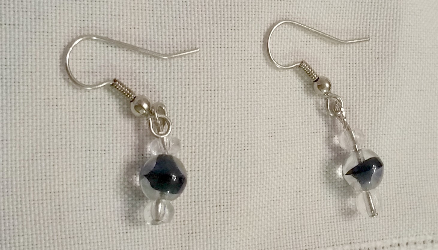 Navy Glass Bead Earrings | Etsy