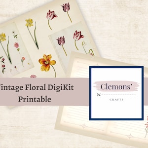 Kit de journal floral vintage : aquarelle éphémère Alexander Marshal (téléchargement numérique)