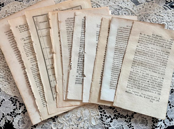 Authentic French Antique Book Pages Bundle, Ephemera for Crafts, Journals
