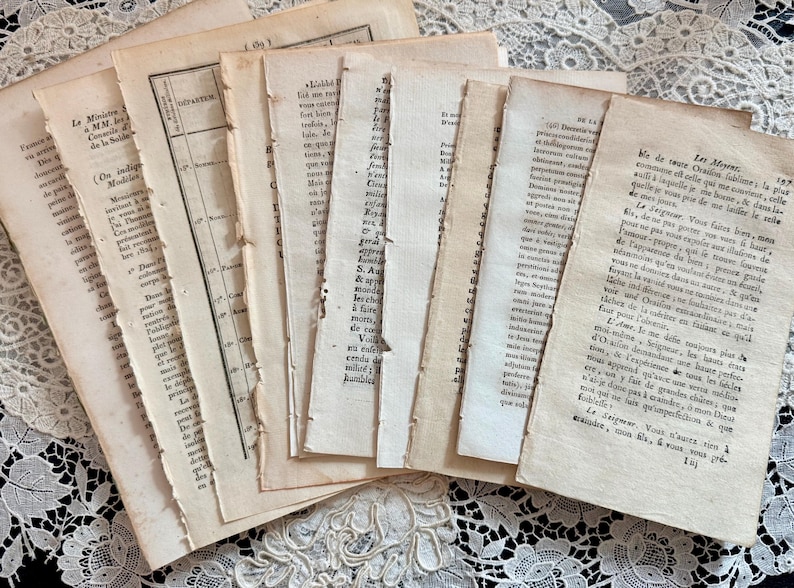 Authentische französische antike Buchseiten Bündel, Ephemera für Handwerk, Zeitschriften Bild 1