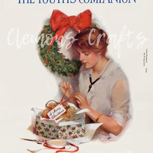 Portada navideña de Youth's Companion de 1915: imprimible, descarga e imprime: ¡efímeras antiguas para diarios basura y decoración navideña!
