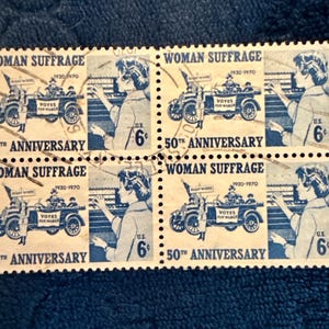 Four Vintage 1970 Woman Suffrage Stamps with Glassine Envelope
