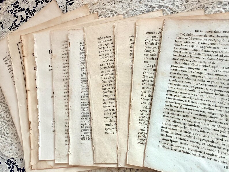 Authentische französische antike Buchseiten Bündel, Ephemera für Handwerk, Zeitschriften Bild 2