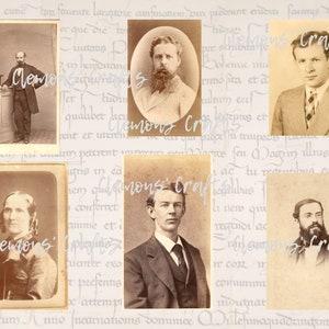Vintage Gentlemen - vijf pagina's Victoriaanse en antieke foto's voor junkjournals - met de hand geselecteerd uit collecties in Zuidoost-VS