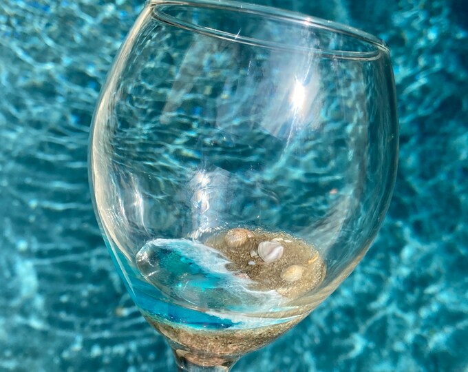 Sandy Beach Wine Glass Ocean Wine Stemware Beach Goblets Etsy