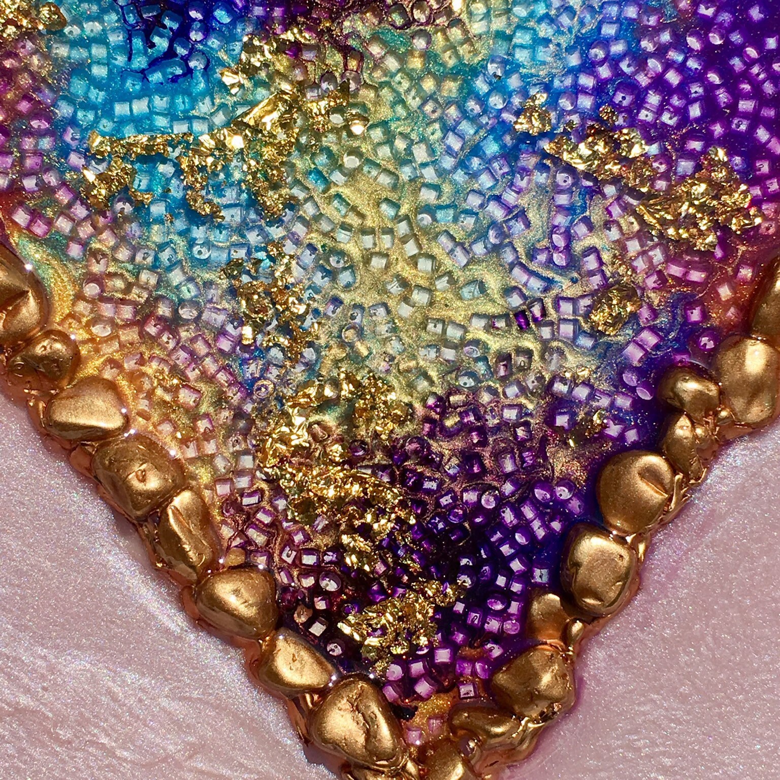 Heart glass & resin art heart shaped wall art abstract wall Etsy