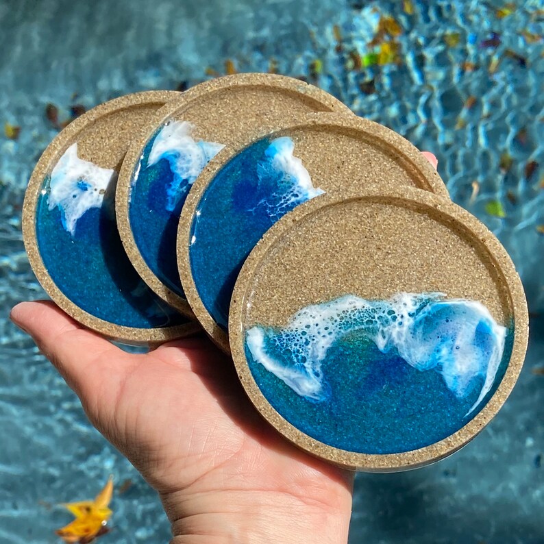 Beach coasters with real sand Ocean resin art epoxy resin Etsy