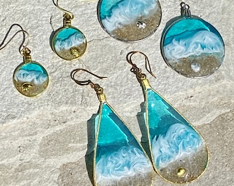 Sandy beach earring, beach jewelry, tropical jewelry  #2165