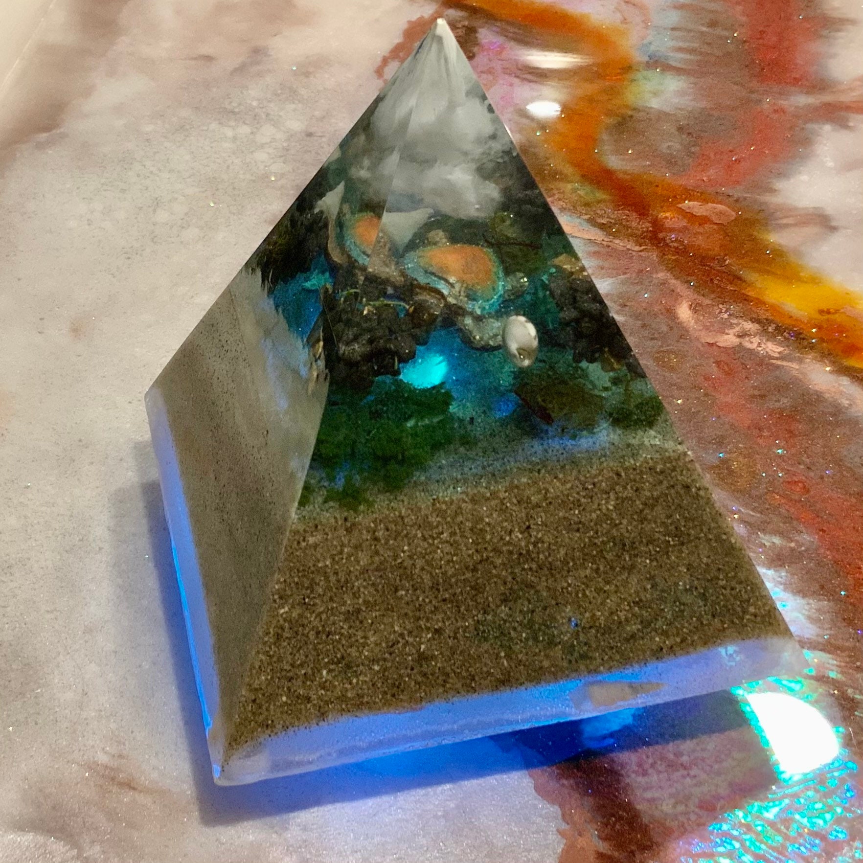 Extra large pyramid lamp sculpture aquarium paperweight | Etsy