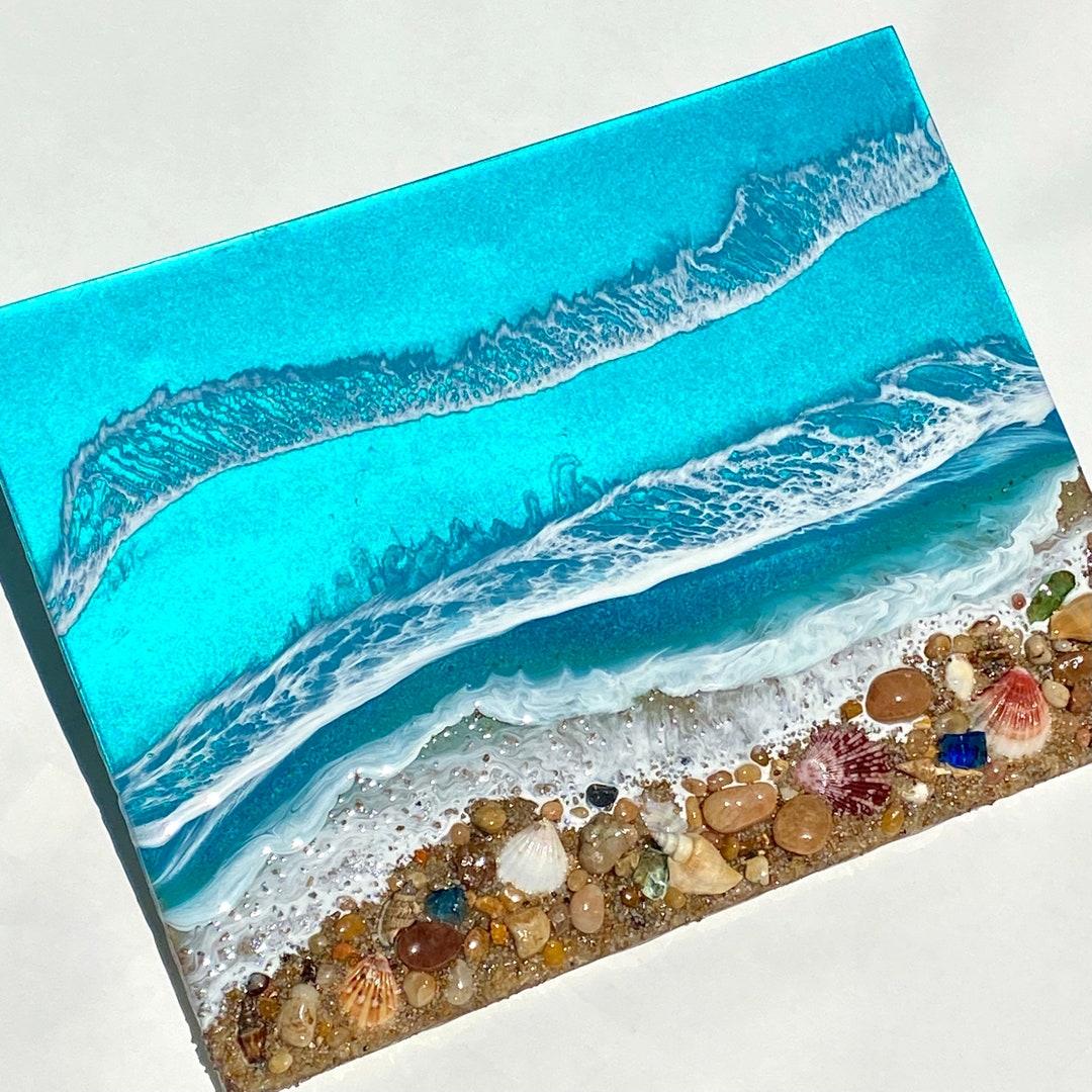 BEACH Resin Wall Art Rocky Beach Resin Art Ocean Wave Etsy