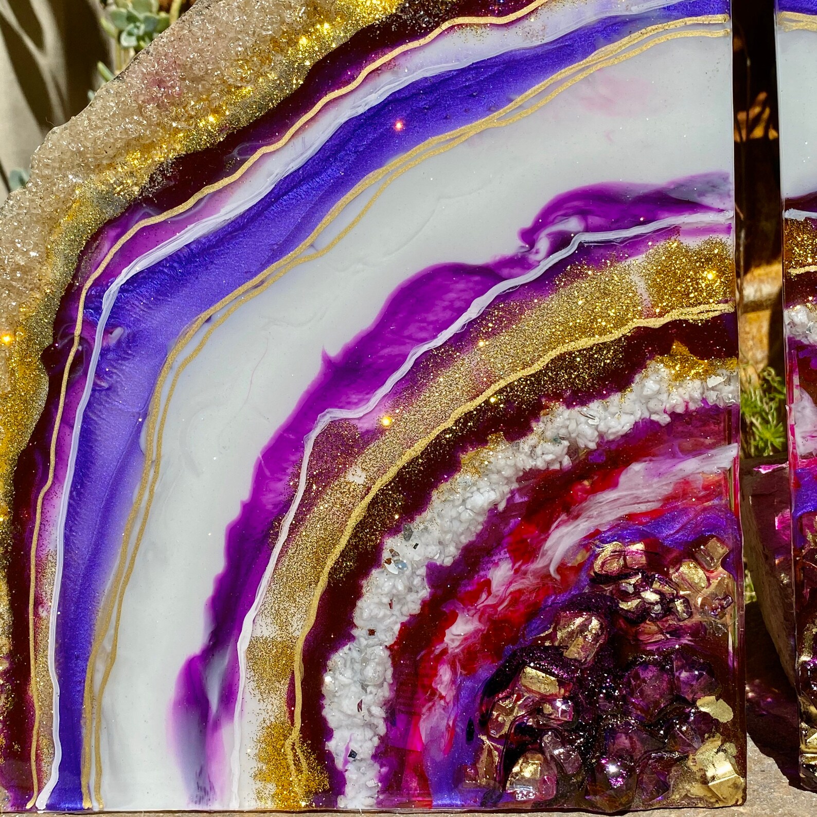 Large Resin geode sculpture agate slice resin art abstract Etsy