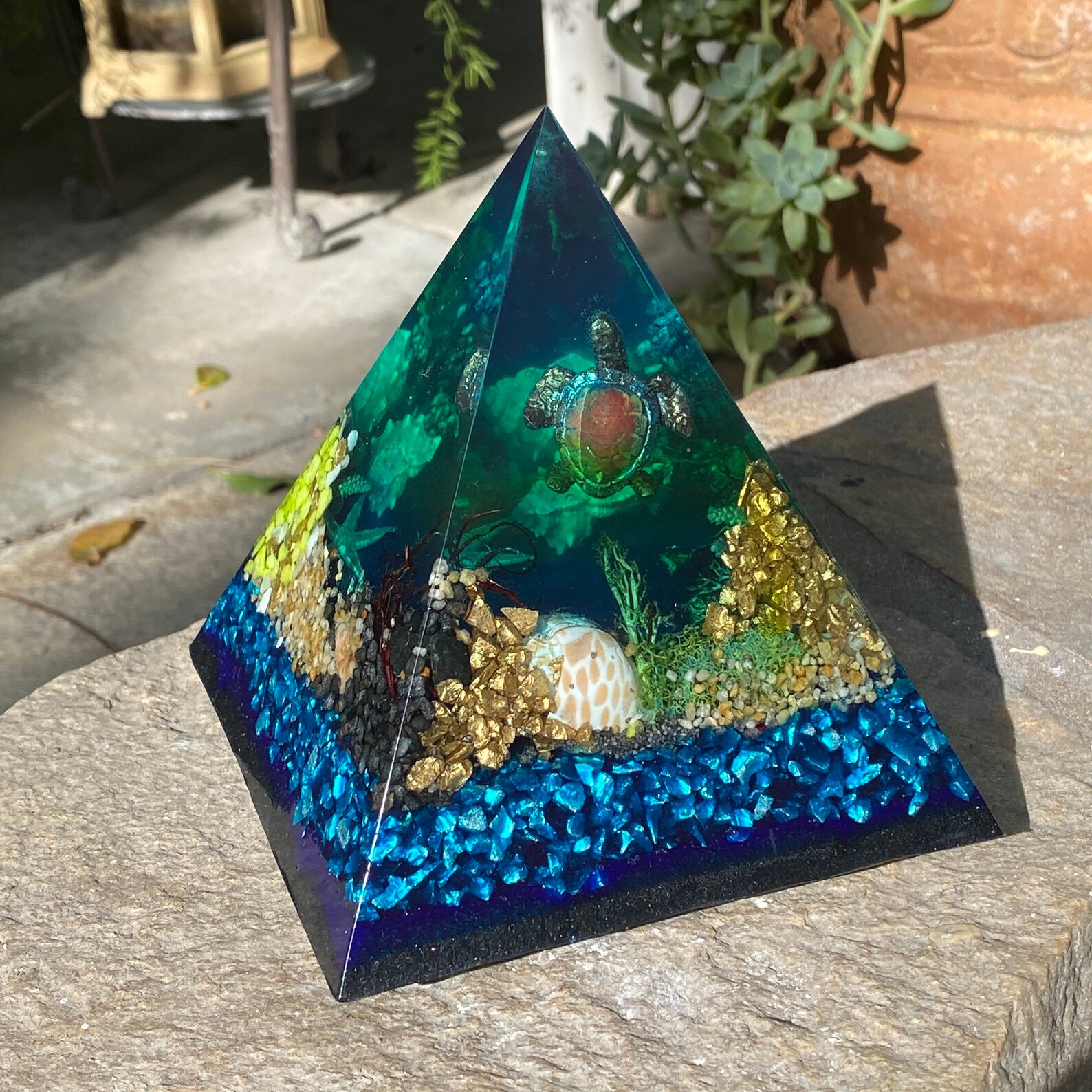 Extra Large Pyramid Lamp Sculpture Aquarium Paperweight | Etsy