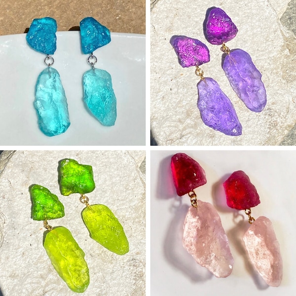 Crystal resin luminous earrings, several colors available, resin jewelry, statement earrings 1848