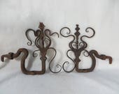 Early Unusual Wrought Iron Antique Architectural Scroll Brackets