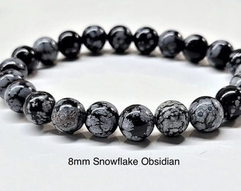 Schneeflocken Obsidian Edelstein Armband