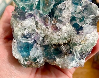 Mexican Rainbow Raw Fluorite Display
