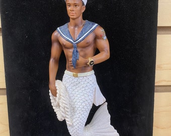 Navy Soul Sailor Darker Skin December Diamonds Ornament Merman Mermaid