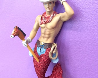 Merman Cowpoke the Cowboy December Diamonds Ornament