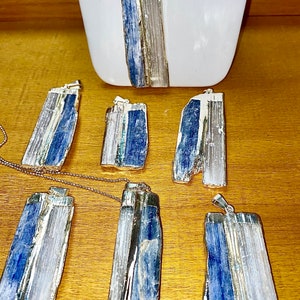 Selenite & Kyanite Side By Side Necklace