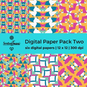 Six,  Aqua Pink Digital Papers, Instant Digital Download, Planner papers, Commercial Use, Digital Scrapbooking, Seamless Patterns