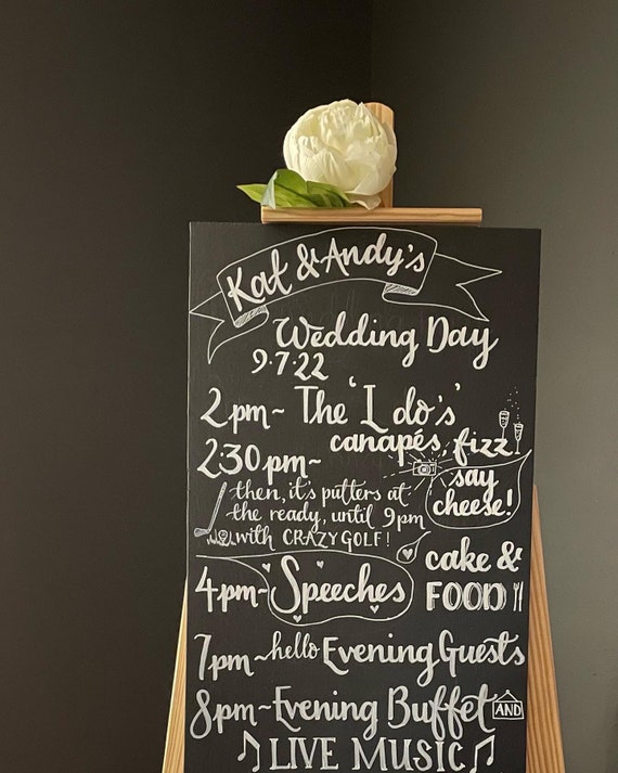 Order of the Day Chalkboard Wedding Blackboard Handwritten Handlettered Venue Decoration Timeline Sign Personalised Rustic Wedding Sign Etsy UK