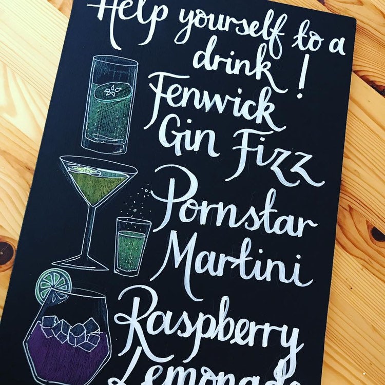Personalized Wedding Drinks Sign: Hand-lettered Blackboard Decor