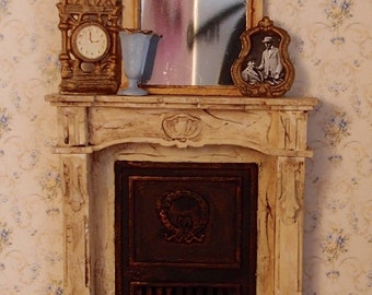 1:24 scale miniature dollhouse furniture kit closed French fireplace