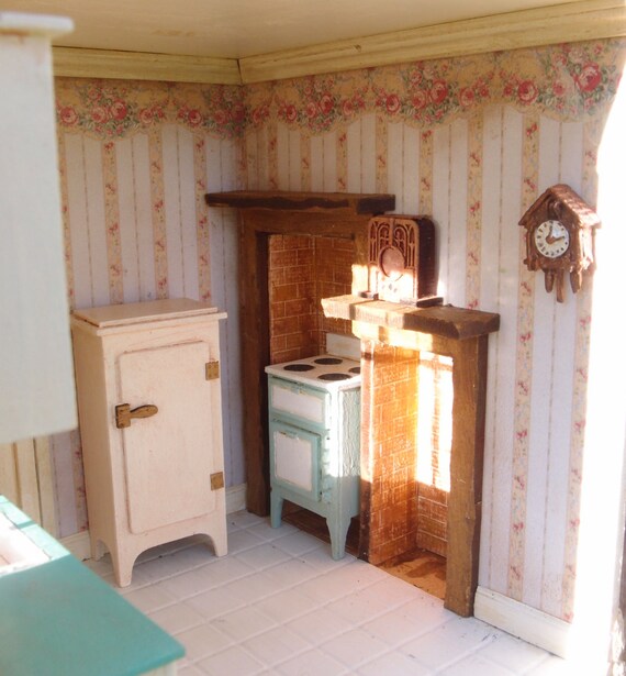 1 24 Scale Miniature Dollhouse Furniture Kit Vintage Refrigerator