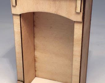 Barra de ángulo de madera teñida de escala 1:12 con un breve Lado Derecho tumdee Casa De Muñecas 