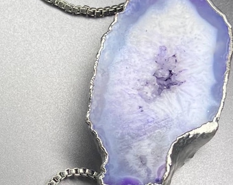Blue Gray Geode Slice Adjustable Bracelet