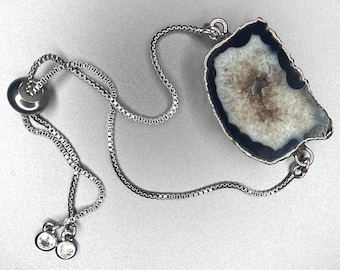 Black and White Geode Slice Bracelet