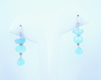 Chalcedony and sterling silver stack earrings