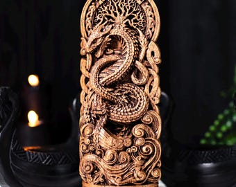 Jormungandr World Serpent of Midgard, shown as Ouroboros – Leviathan statue wall hung sculpture from North mythology and Poetic Edda