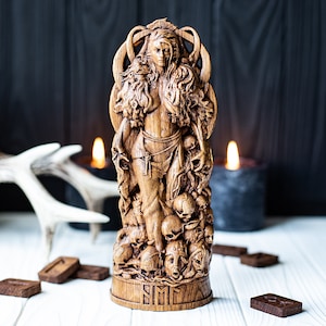 Hel goddess art of severance and fate - Hela, goddess of death and underworld in North mythology - Goddess Hel statue for Asatru altar