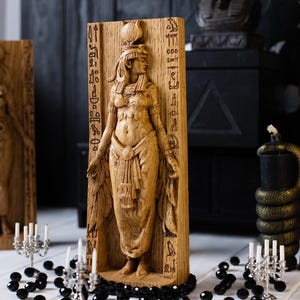 Isis, diosa egipcia, estatua de Isis, diosa egipcia, diosa pagana, Egipto, mitología, wicca, altar, brujas, Kemet, nubia, figurilla imagen 6