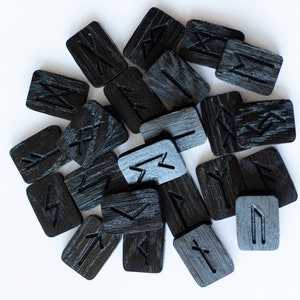 BLACK Runes elder futhark, runic kit, viking protection runes, nordic runes, runes set