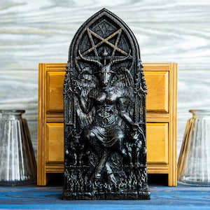 BLACK BAPHOMET god statuette, figurine for home altar, Catholicism, occult, wicca, statue, witches