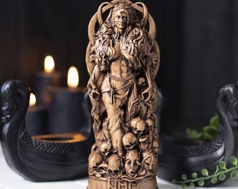Hel goddess art of severance and fate - Hela, goddess of death and underworld in North mythology - Goddess Hel statue for Asatru altar