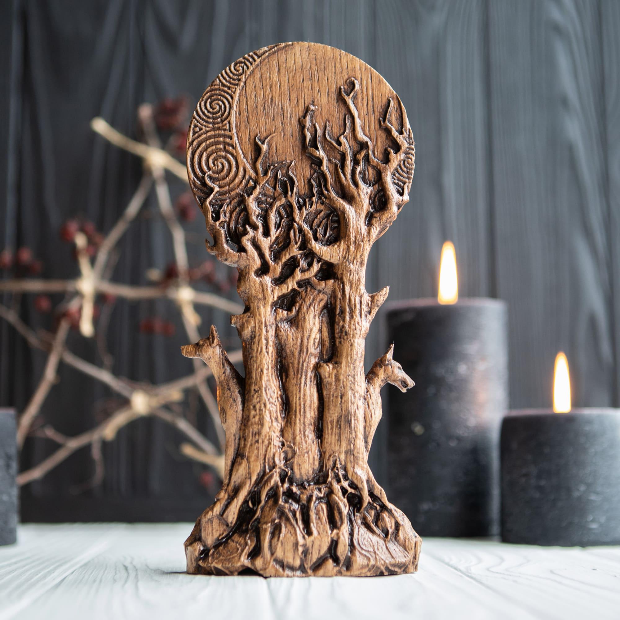 Miroir Mural En Bois Hécate - Miroir De Scrîng, Déesse, Autel Wiccan - Neuf