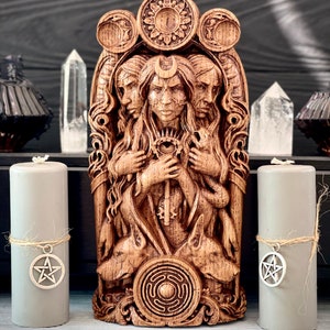 HECATE goddess statue, Hecate triple goddess , Greek goddess, for pagan home altar kit, wicca statue, witches, Hecate key, magic protection