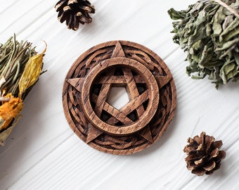 Candle holder, candlestick, Celtic, home altar, pentagram, Wicca, druid, witches, gaelic, handmade