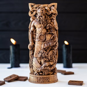 Njord statue – god of the sea of Midgard, linked with drakkar viking ship journeys – Norse deity of prosperity and winds, perfect Yule gift