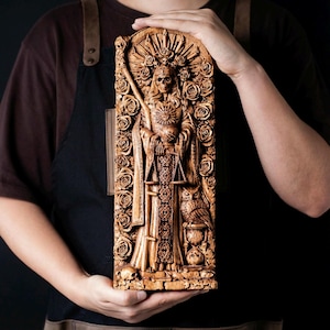 Groot Santa Muerte-beeld H: 40 cm | Beeld van de Heilige Dood | Mexicaanse volkskunstgodin van de dood voor occulte esoterische altaardecoratie
